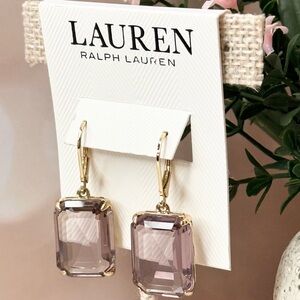 Lauren Ralph Lauren Lavender Glass Stone Gold-Tone Drop Earrings